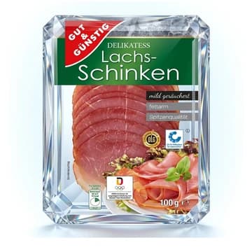 Packung Gut & Günstig Delikatess Lachsschinken, 100 g