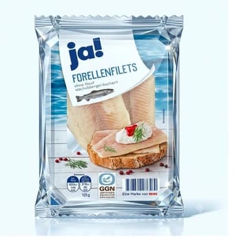 Packung ja! Forellenfilets geräuchert, 125 g