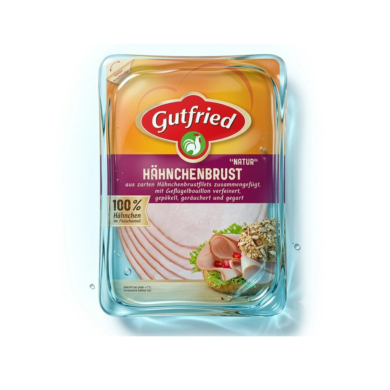 Packung Gutfried Hähnchenbrust Natur, 100 g