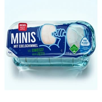 Schale REWE Beste Wahl Handkäse Minis mit Edelschimmel, 115 g