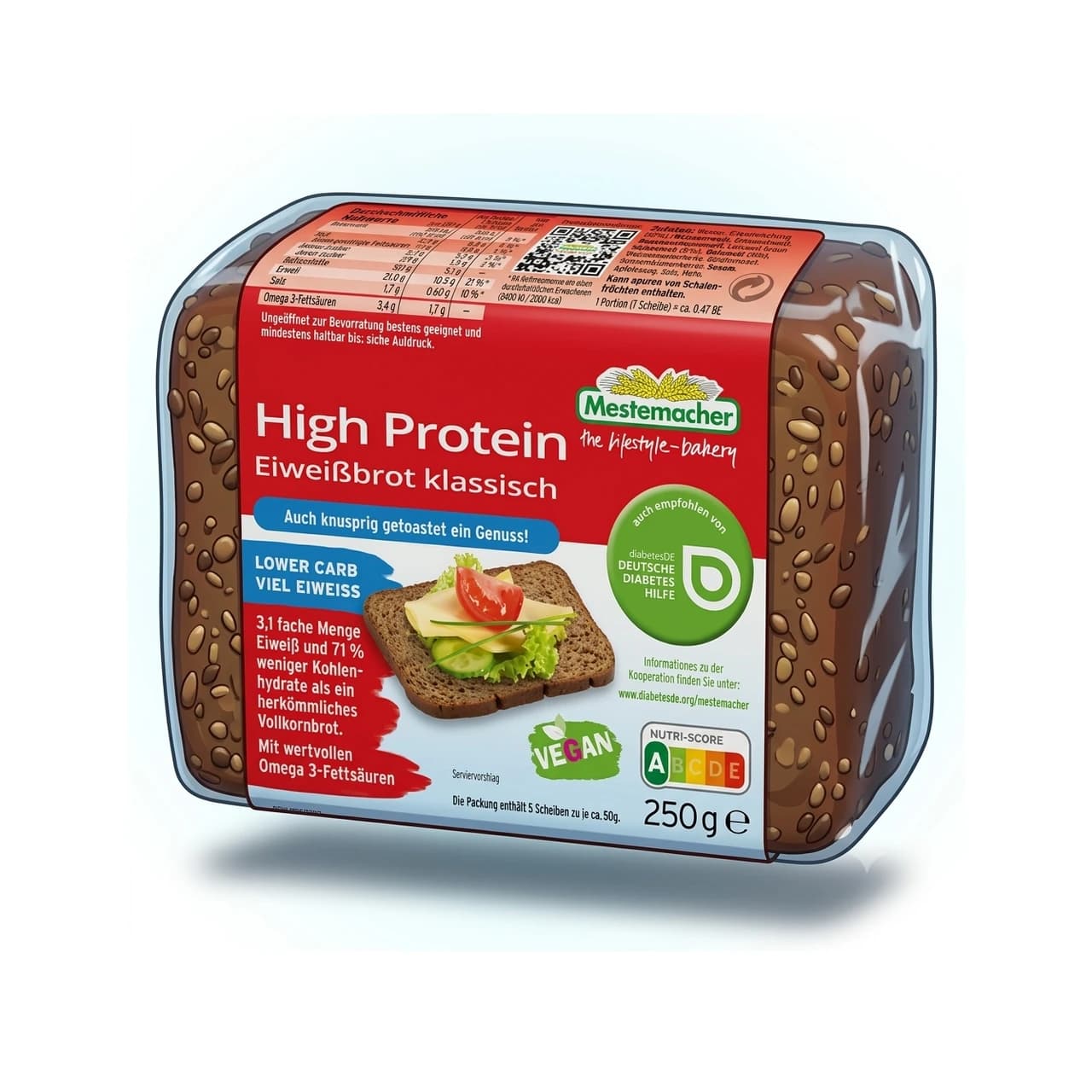 Packung Mestemacher High Protein Eiweißbrot klassisch, 250 g