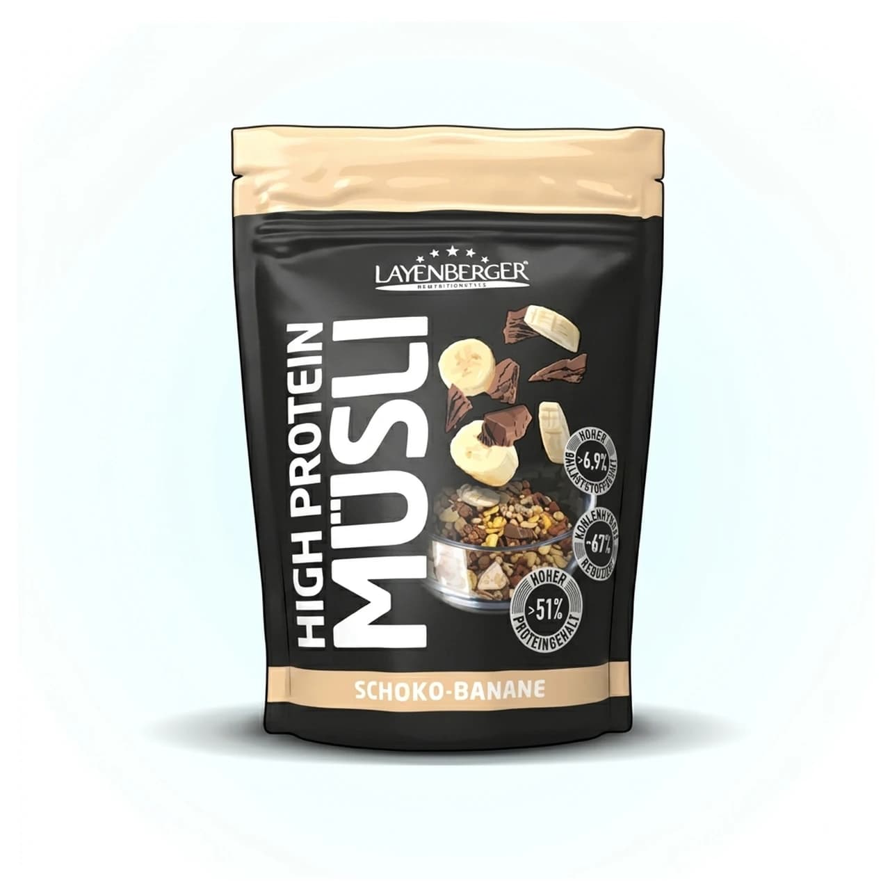 Beutel Layenberger High Protein Müsli Schoko-Banane, 390 g