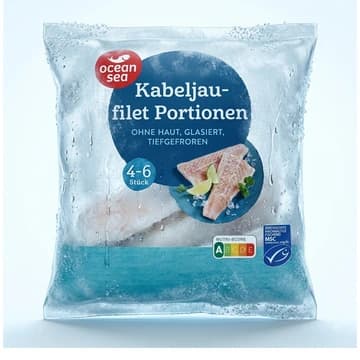 Beutel Ocean Sea Kabeljaufilet Portionen, tiefgefroren