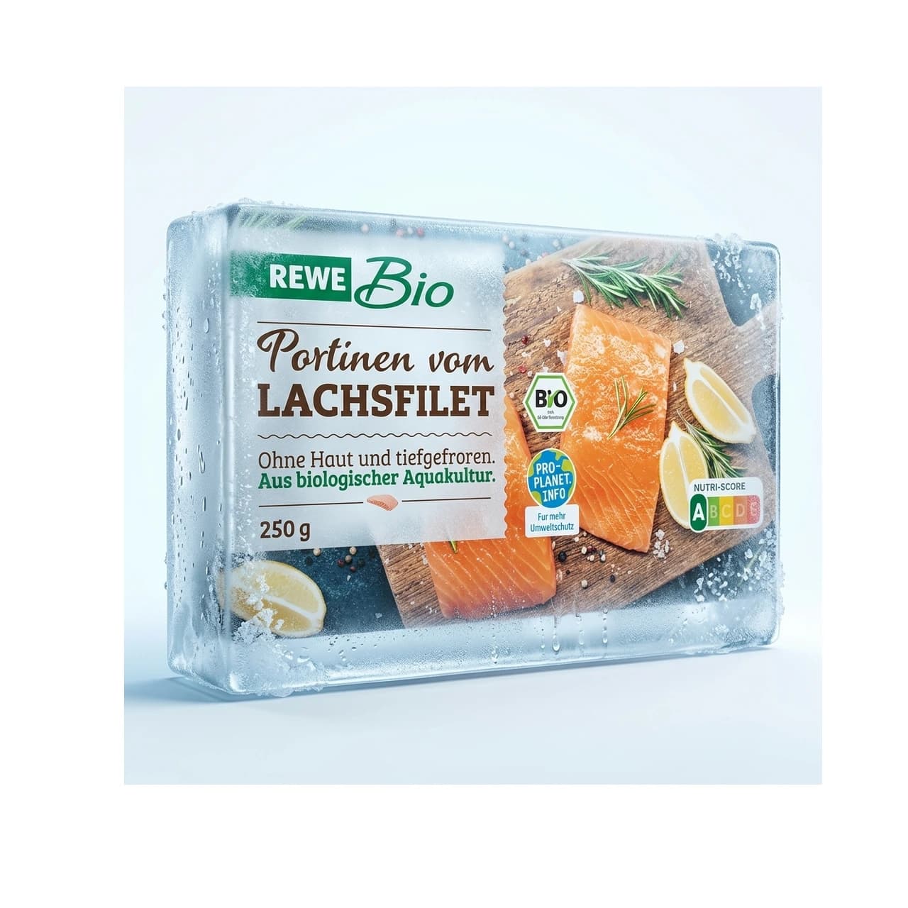 Packung REWE Bio Portionen vom Lachsfilet, 250 g