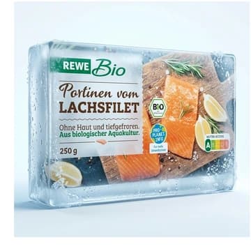 Packung REWE Bio Portionen vom Lachsfilet, 250 g