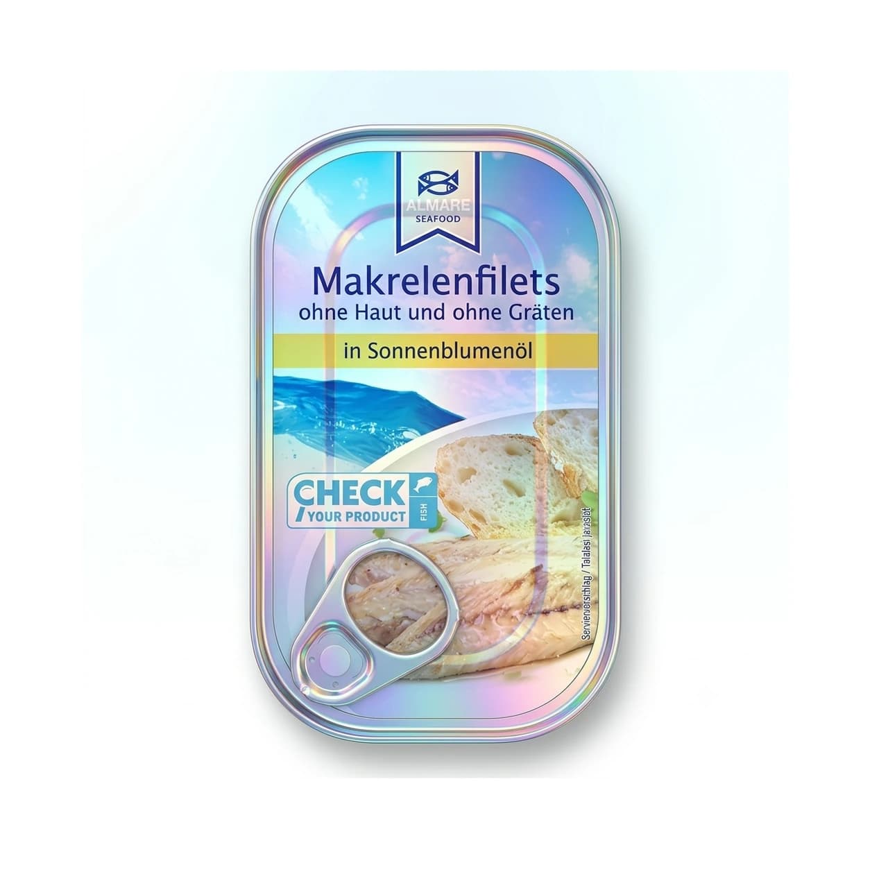 Almare Seafood mackerel fillets in sunflower oil tin, 125 g