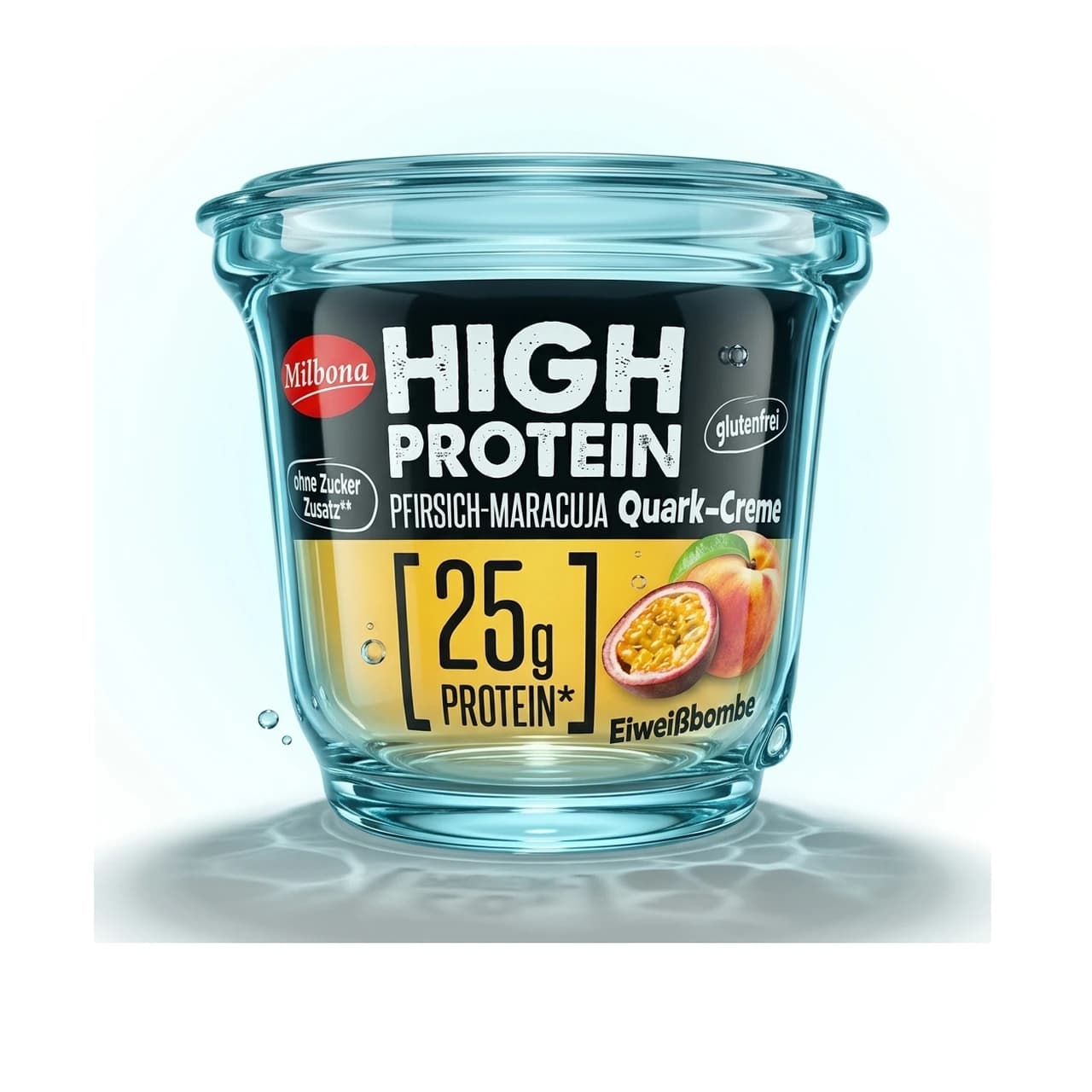 Milbona High Protein Peach-Passion Fruit Curd Cream cup, 200 g