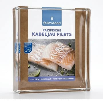 Packung followfood Pazifische Kabeljau Filets, 320 g
