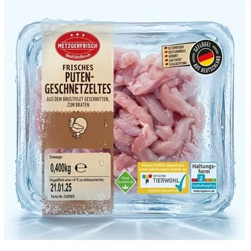 Schale Metzgerfrisch Frisches Puten-Geschnetzeltes, 400 g