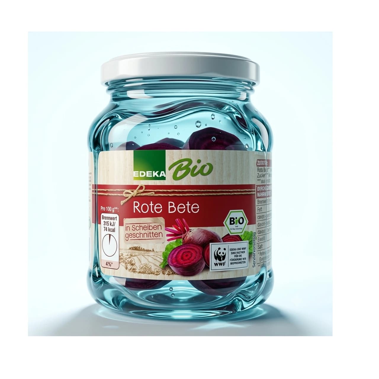 Glas EDEKA Bio Rote Bete in Scheiben, 220 g
