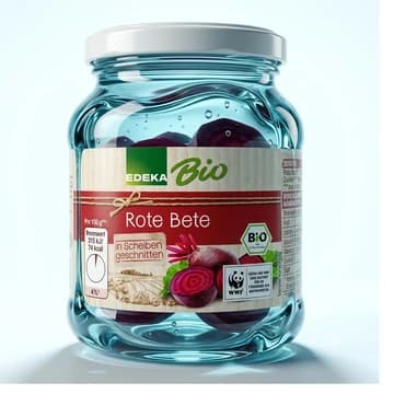 Glas EDEKA Bio Rote Bete in Scheiben, 220 g