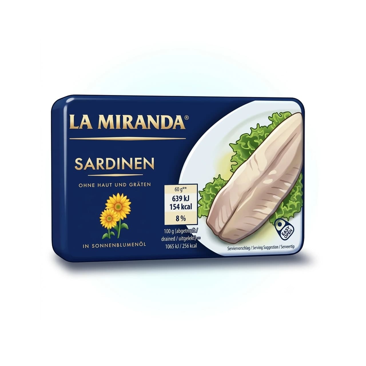 Dose La Miranda Sardinen in Sonnenblumenöl, 125 g