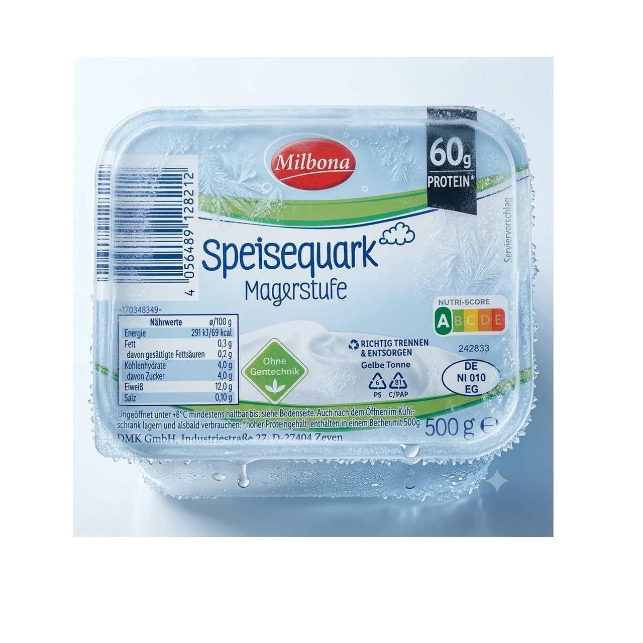 Milbona low-fat quark tub, 500 g