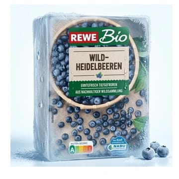 Packung REWE Bio Wild-Heidelbeeren tiefgekühlt, 300 g