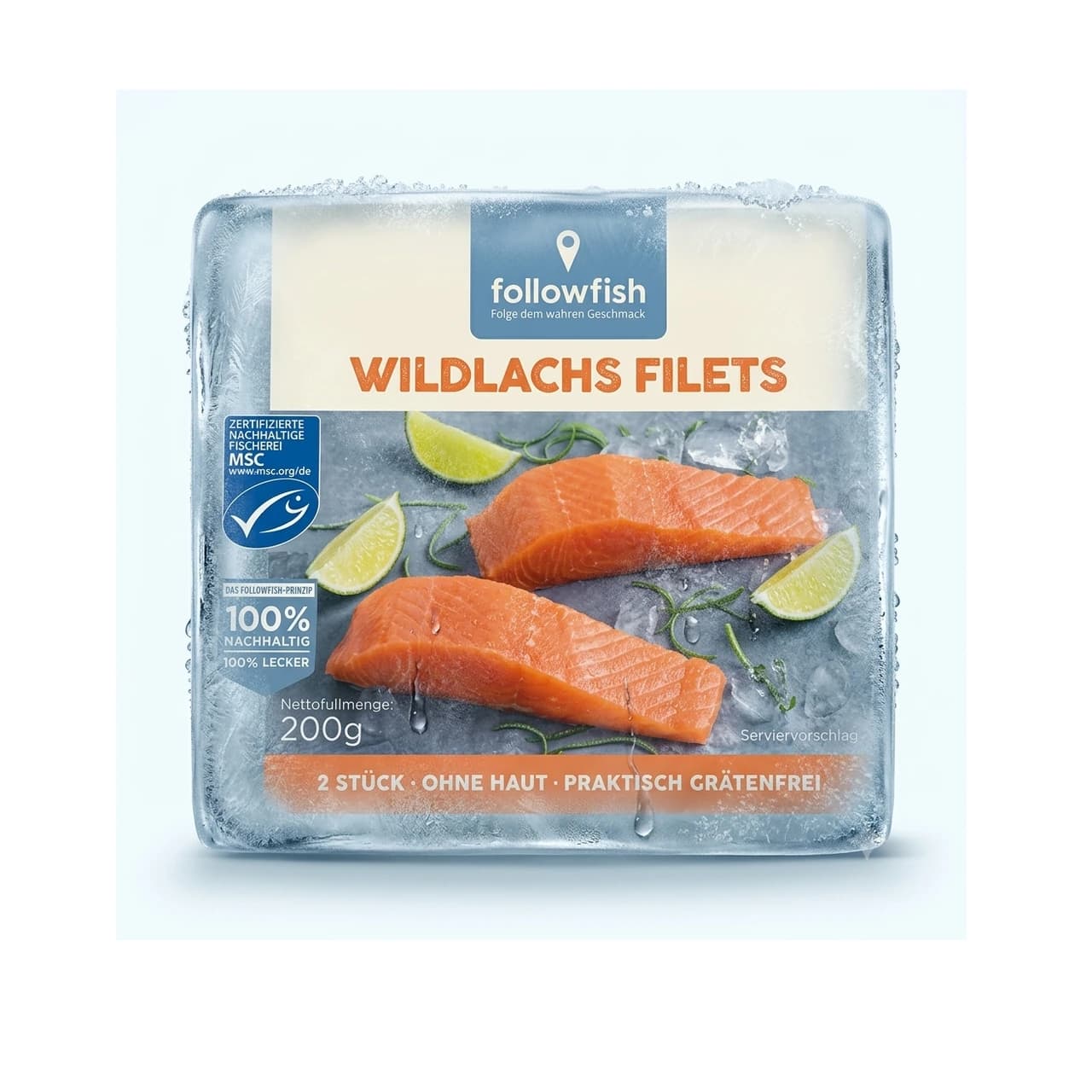 Packung followfood MSC Wildlachs Filets, 200 g