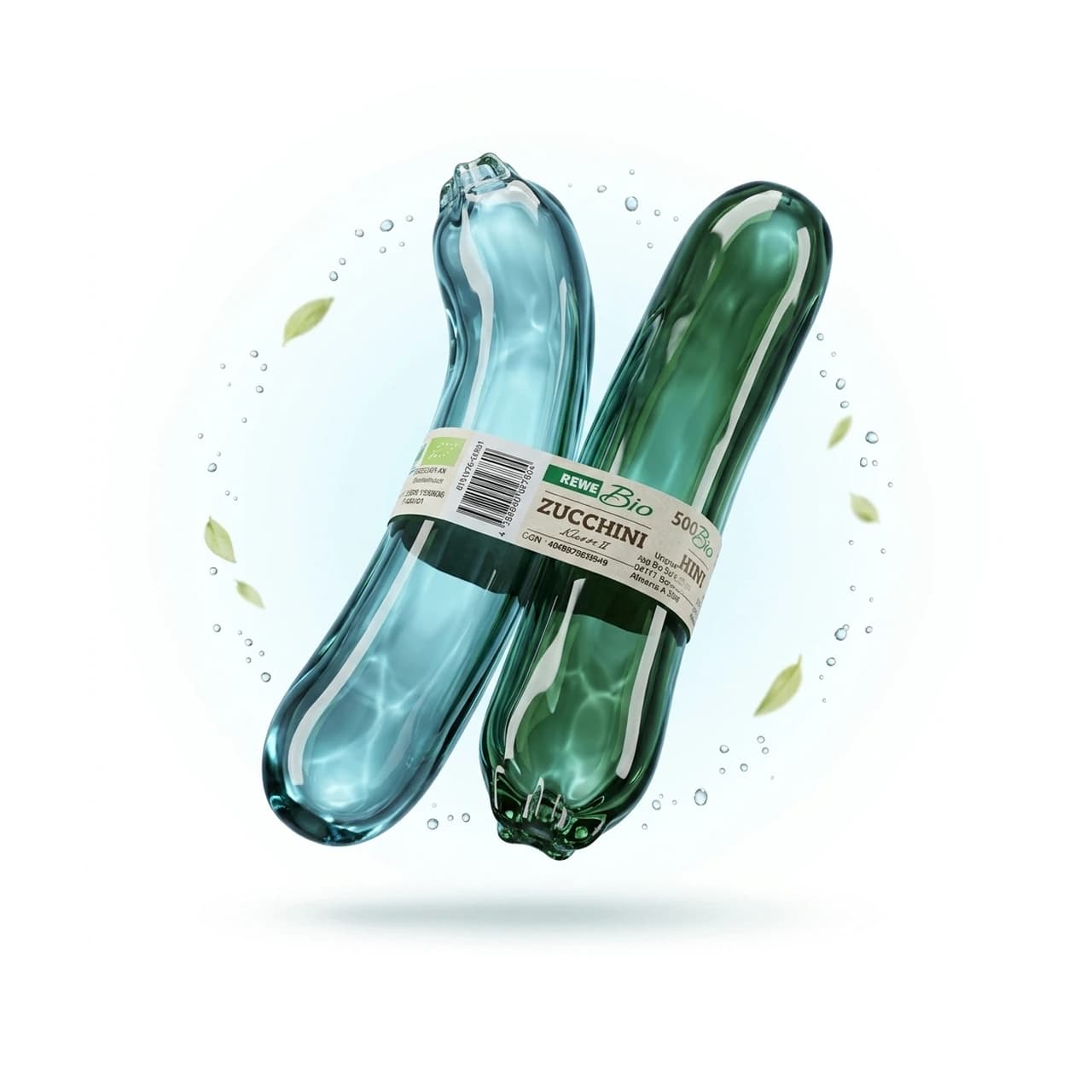 Zwei REWE Bio Zucchini, 500 g