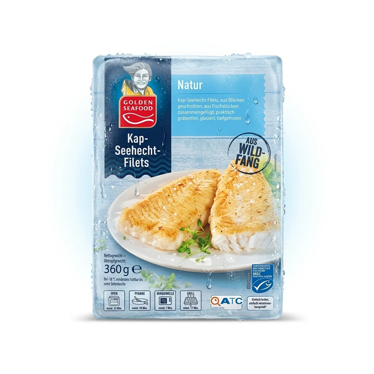 Golden Seafood Cape hake fillets Natural pack, 360 g